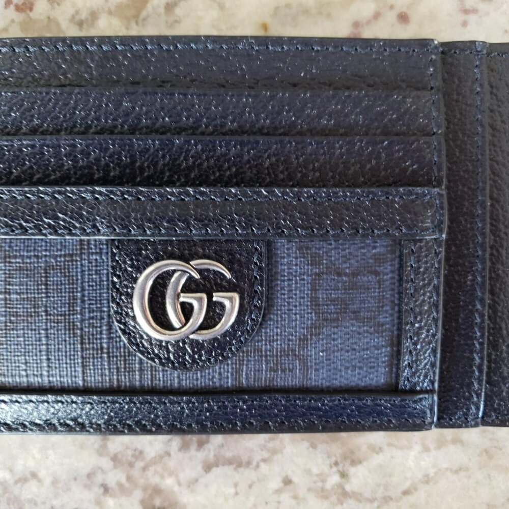 Gucci Ophidia Card Case Wallet in Blue and Dark Blue